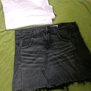 Denim Black And Grey Shaded Skirt