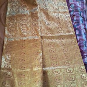 Golden Colour Saree With Full Zari Work