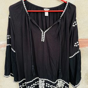 Black Boho Top