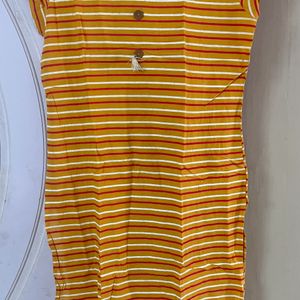 Yellow And Red Striped Kurta