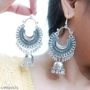 Oxidized Silver Jhumka Earring