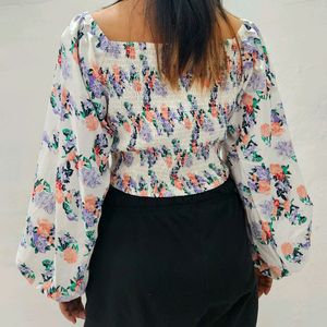 Retro Pleasant Floral Printed Top