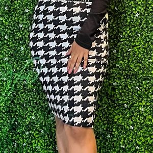 Black And White Checked Bodycon Skirt