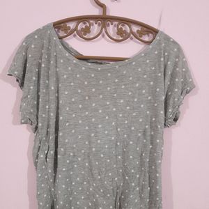 Grey Colour Top With White Spots