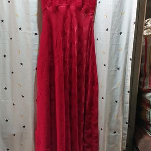 Red Self Designed Gown