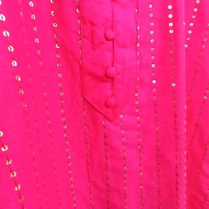 Beautiful Sequence Rayon Pink Kurti