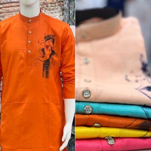 Ganapati Special Cotton Printed Kurta With Pajama