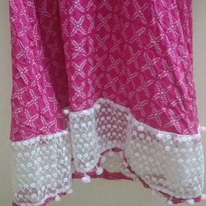 Pink Bandhani kurti