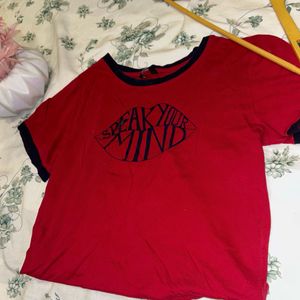 ‘SPEAK YOUR MIND’ RED BABY TEE FOR WOMEN