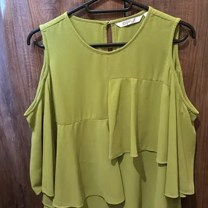 Parot Green Sleeves Cut Top