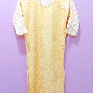 Yellow Chikankari Kurti