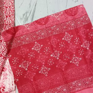 Pure Cotton Red Colour Suit Fabric Unstitched