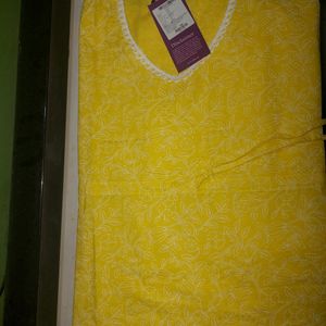 Yellow Printed Cotton Nightdress