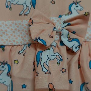 Peach Colour Unicorn Frock