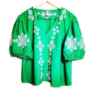 Green Embroidery Work Top Size-46