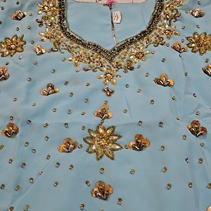 Heavy Sky Blue Wedding Lehenga