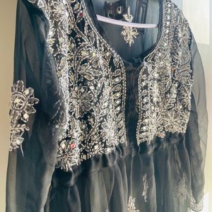 Chikankari Black Kurti