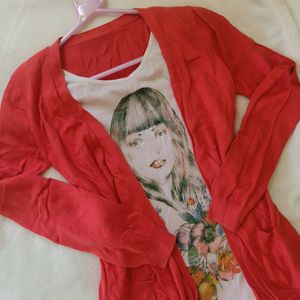 Vintage Printed Top With Attached Jacket