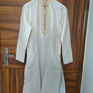 Cream Colour Silk Kurta Pajama