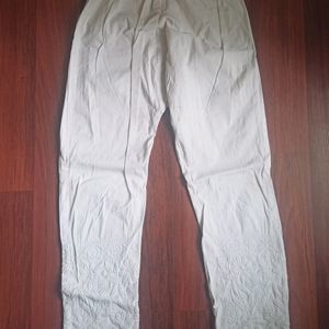 White Embroidered Pants