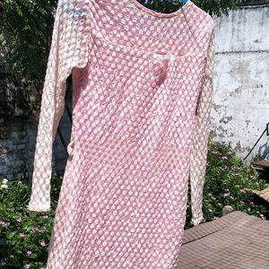 Pink Net Body Fitted Top