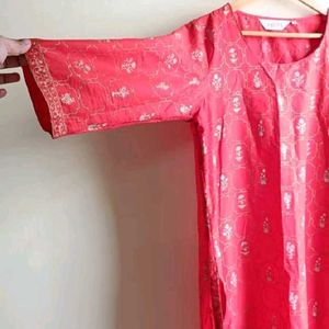 Biba Red Kurta With Round Neck Very Beautiful