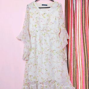 Pretty Cottagecore Off White Dress + Floral Prints