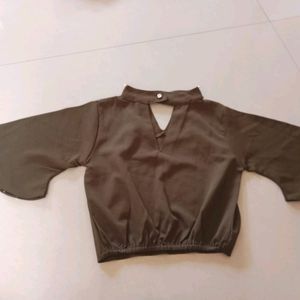 Olive Green Stylish Causal Top