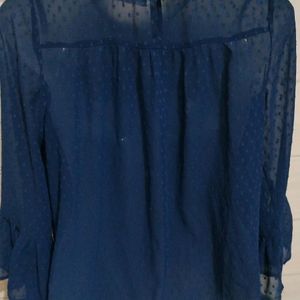 Dressberry Women Navy Blue Self Design Top