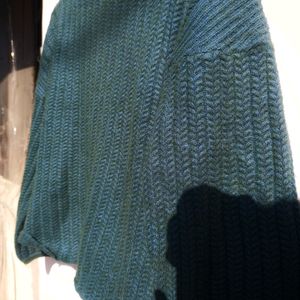 Dual Tone Green Teal Crochet Pullover