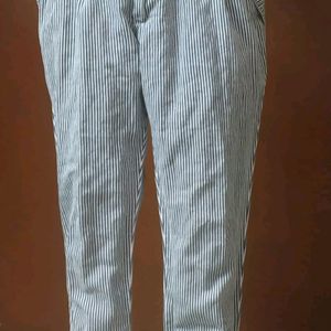 Women's Cotton Pant | Black & White Stripe