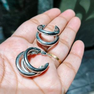 Silver Trio Hoops