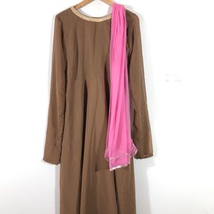 Brown A-Line Kurta & Dupatta (Women’s)