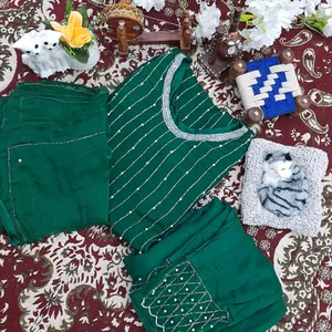 Green Colour Straight Trouser Suit With Dupatta