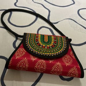 Fixed Price Red  Handbag With Thread Work