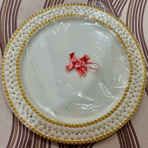 Handicraft White Colored Golden Design Plate