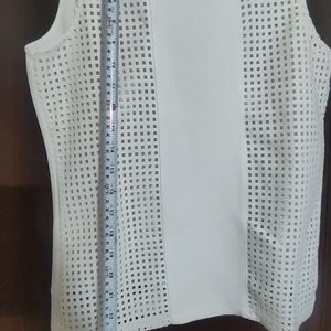 Women White Net Top