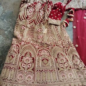 IorMaroon Colour Blous Lehenga Chunri Velvet Chunr