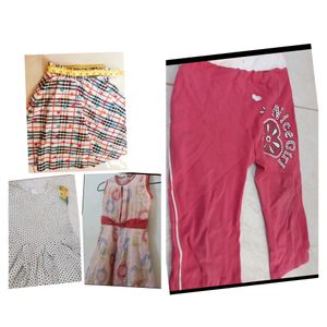 4dress 2Cotton Frock&1skirt 1 PantUsed