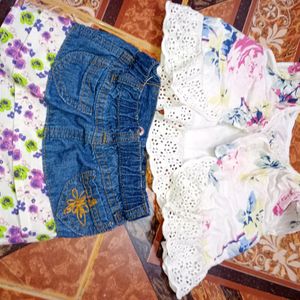 Jean Skirt And Butterfly Top