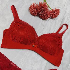 Sexy  ♥️ Red Bra Penty Set For Bride