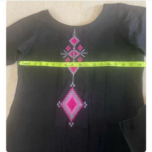 Black Kurti With Beautiful Chanderi Cotton Dupatta