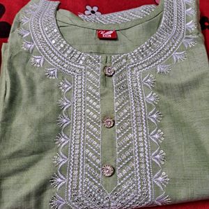 Embroidery Straight Cut Kurti (new)