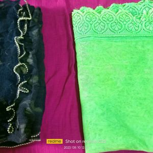 Two Chunni/ Dupatta, One Net Green Colour & Other
