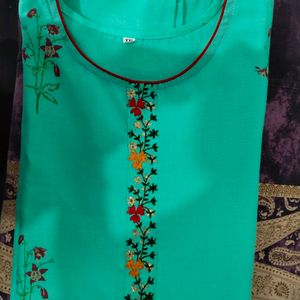 Print + Embroidery Kurta Set