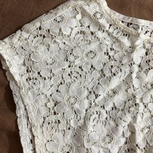 White Floral Net Top