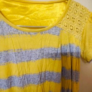 Soft Yellow Stretchable Striped Top Women