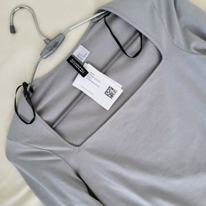 H&M Square Neck Grey Top/ SIZE-S