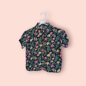 Vintage Floral Cottagecore Crop Shirt