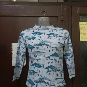 Blue Printed Full Sleeve Top